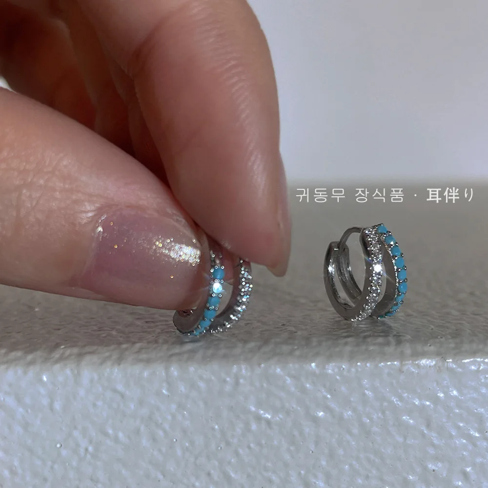 925 Sterling Silver Hot Sale Zircon hoop Earrings Simple Temperament Exquisite Hot Semale Sexy Jewelry Gift