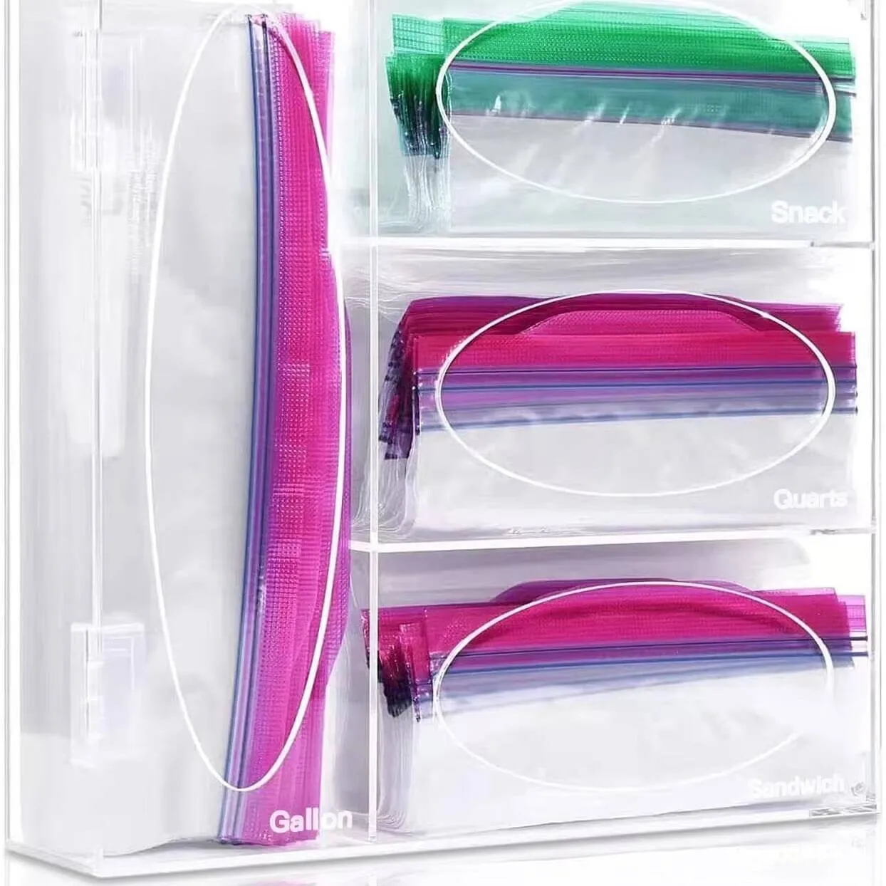 4 Layers Cleaning Storage Organizer Acrylic Food Storage Bag Organizer Storage Holder Zip Lock Bag Container Organizer Sand Bag