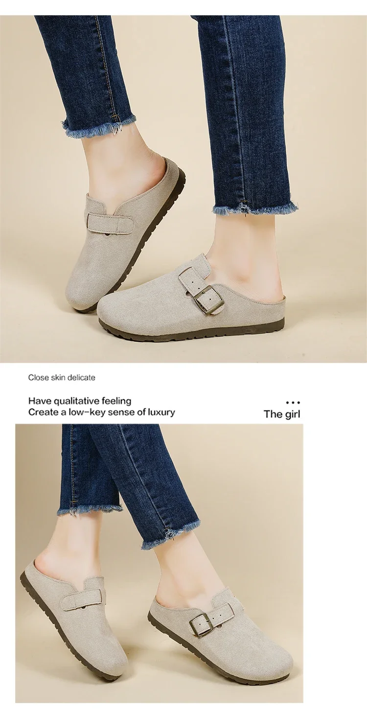 Damen-Freizeitsandalen, Slipper im koreanischen Stil, flache Loafer, rückenfreie Slipper, trendige Alltagsschuhe für draußen. – Detail 4