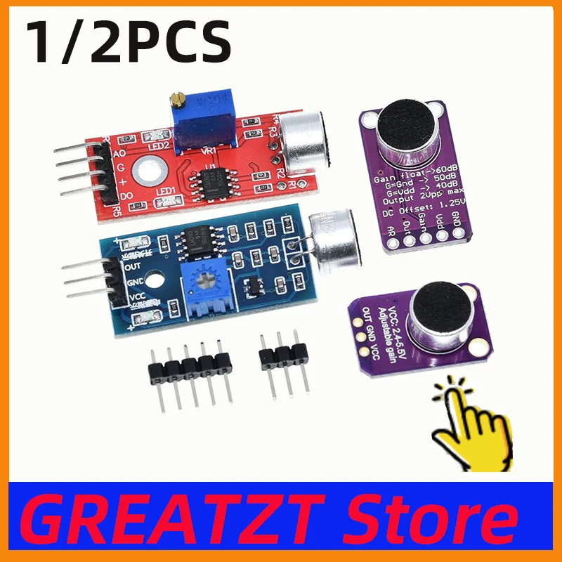 Greatzt 1/2 peças amplificador de microfone de eletreto estável max9814 max4466 módulo ganho automático