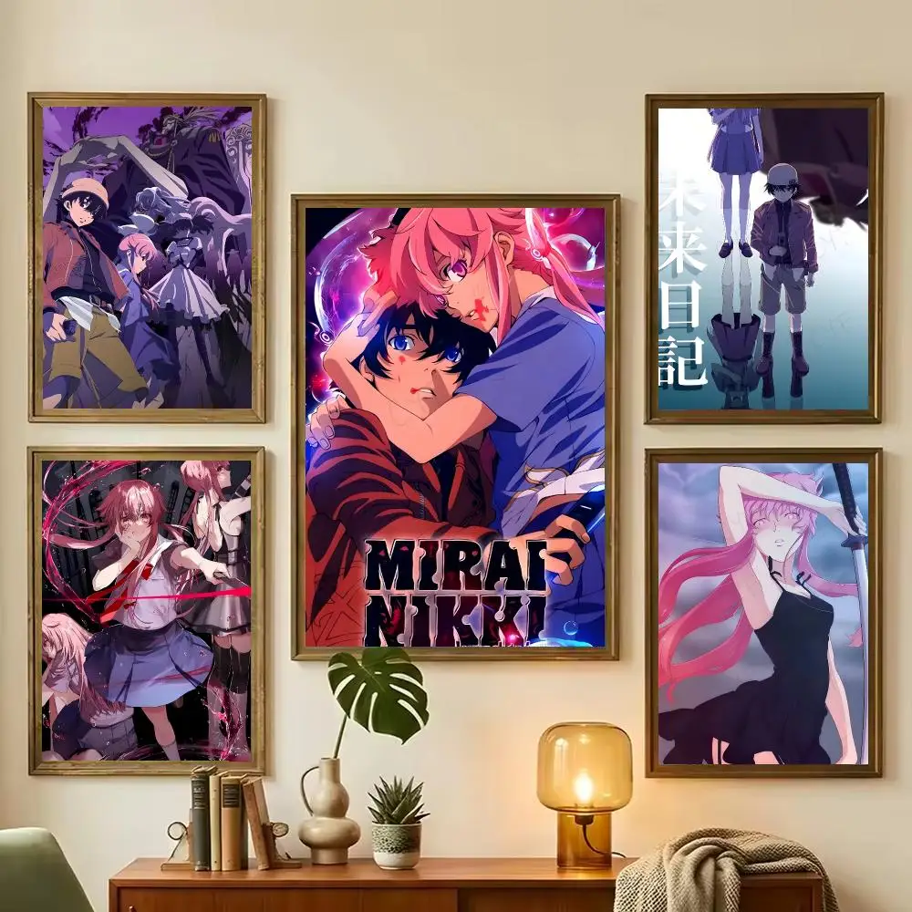 Anime Figure Mirai Nikki The Future Diary Painting Calligraphy Stylish Wall Art Poster, Bedroom Living Room Home Decor Gift