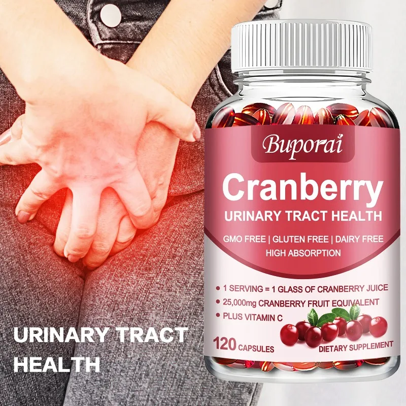 

Cranberry Capsules - with Vitamin C - Helps Clean, Maintain Urinary Tract Health, Supports Cardiovascular Health, Boost Immunity