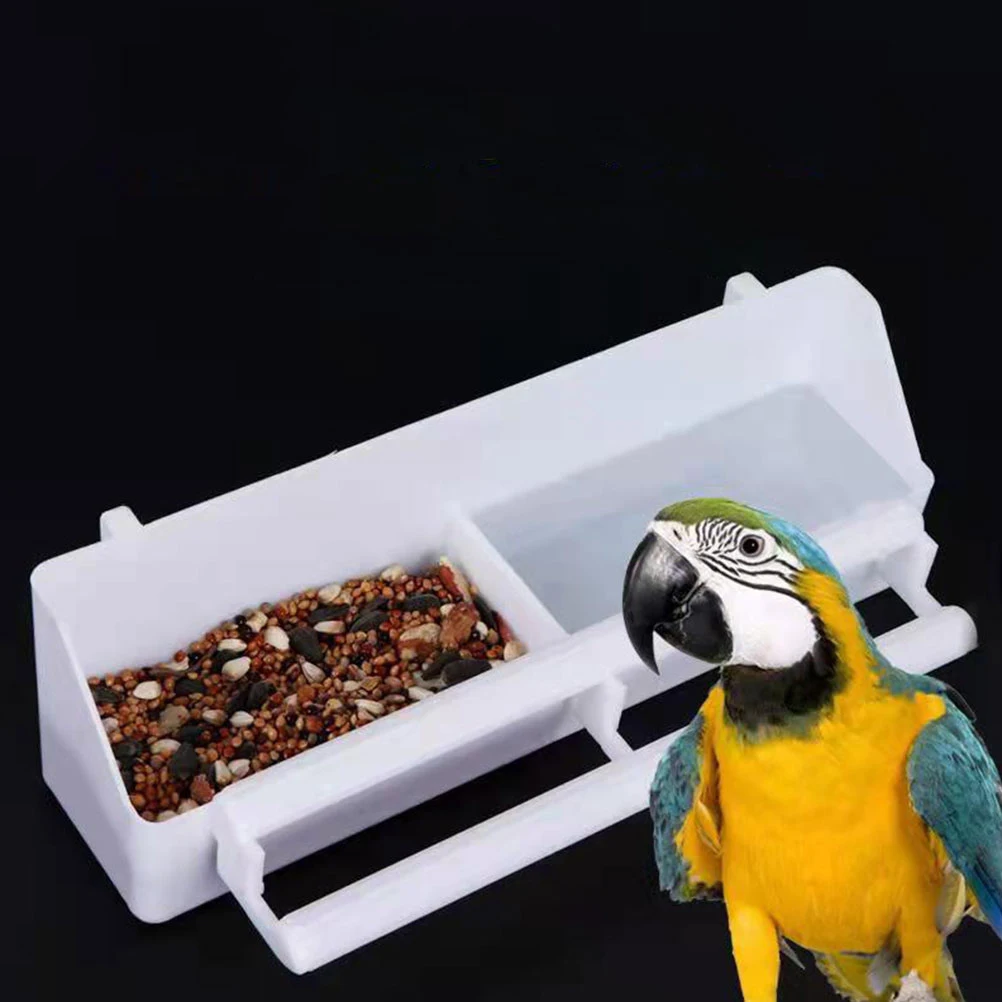

Plastic Bird Feeder For Small Birds Durable Parrot Cockatiel Food Dispenser Bowl Cage Hanging Supply Container