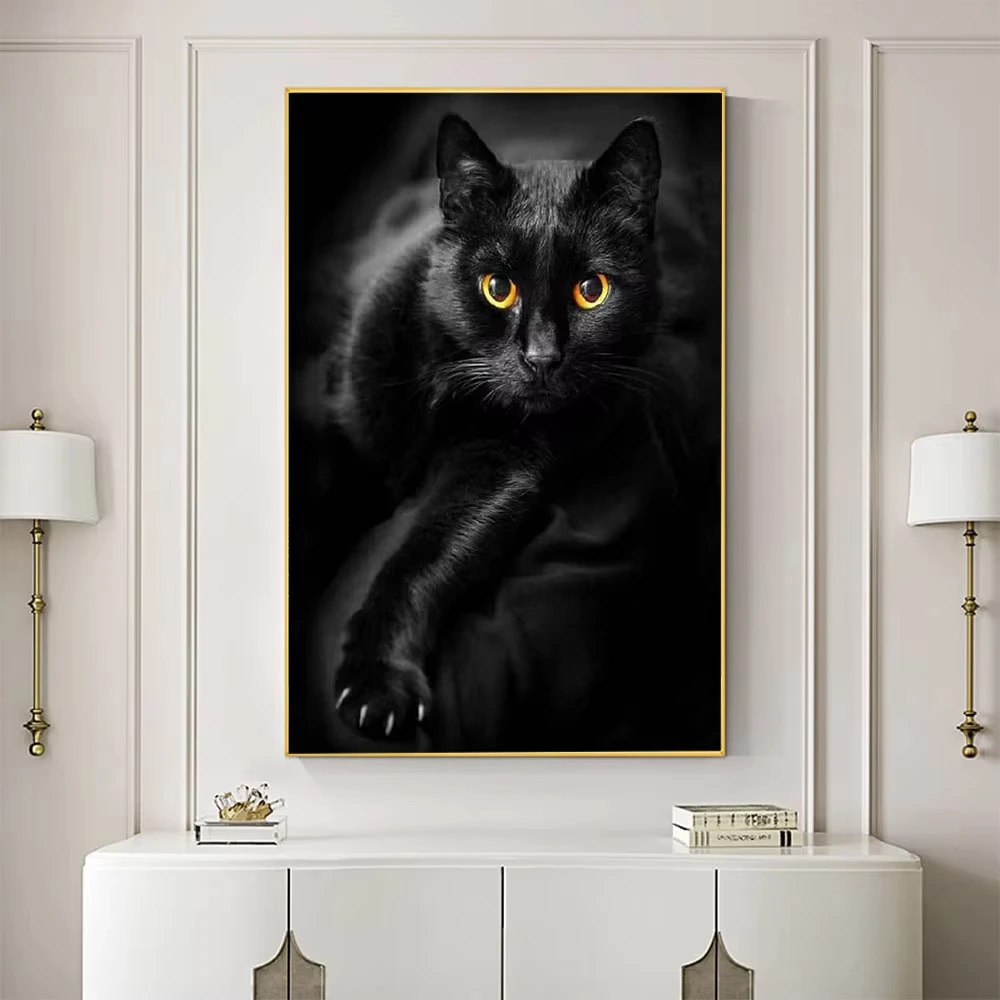 

Cat with Yellow Eyes 500/1000/1200/2000 PCS Jigsaw Puzzles Challenging Family Activity Games for Gameroom Bedroom Frameless