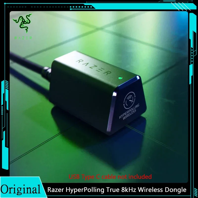 دونجل لاسلكي أصلي Razer HyperPolling True 8 كيلو هرتز متوافق مع Cobra Pro Viper V2 Pro DeathAdder V3 Pro و Basilisk V3 Pro