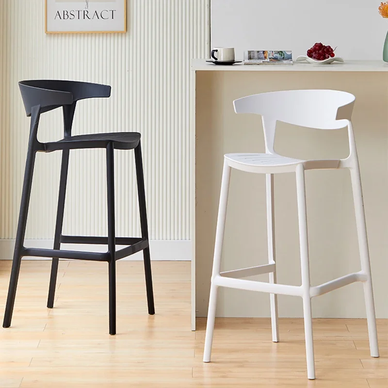 Silla de Bar Reforzada Impermeable, Silla Alta de Plástico para Barra de Cocina, Silla de Espera para Oficina, Sgabello Cucina Alto, Muebles de Exterior