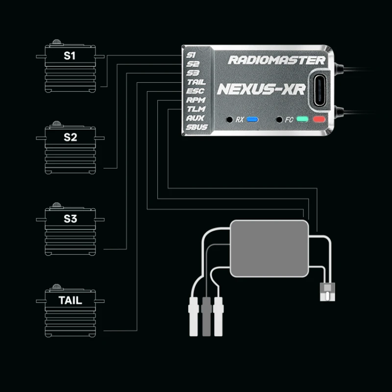 

Radiomaster NEXUS-XR Helicopter Flight Controller Integrated 2.4G ELRS Receiver