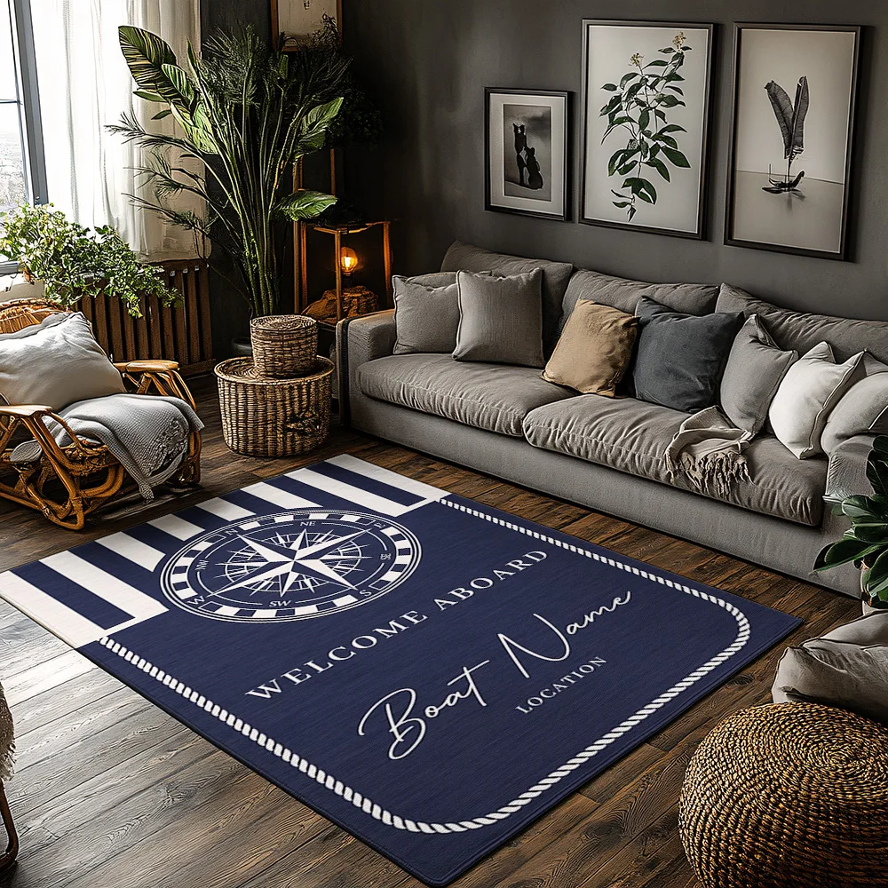 Home Textiles Rug - Customi ship name Nautical Compass Welcome