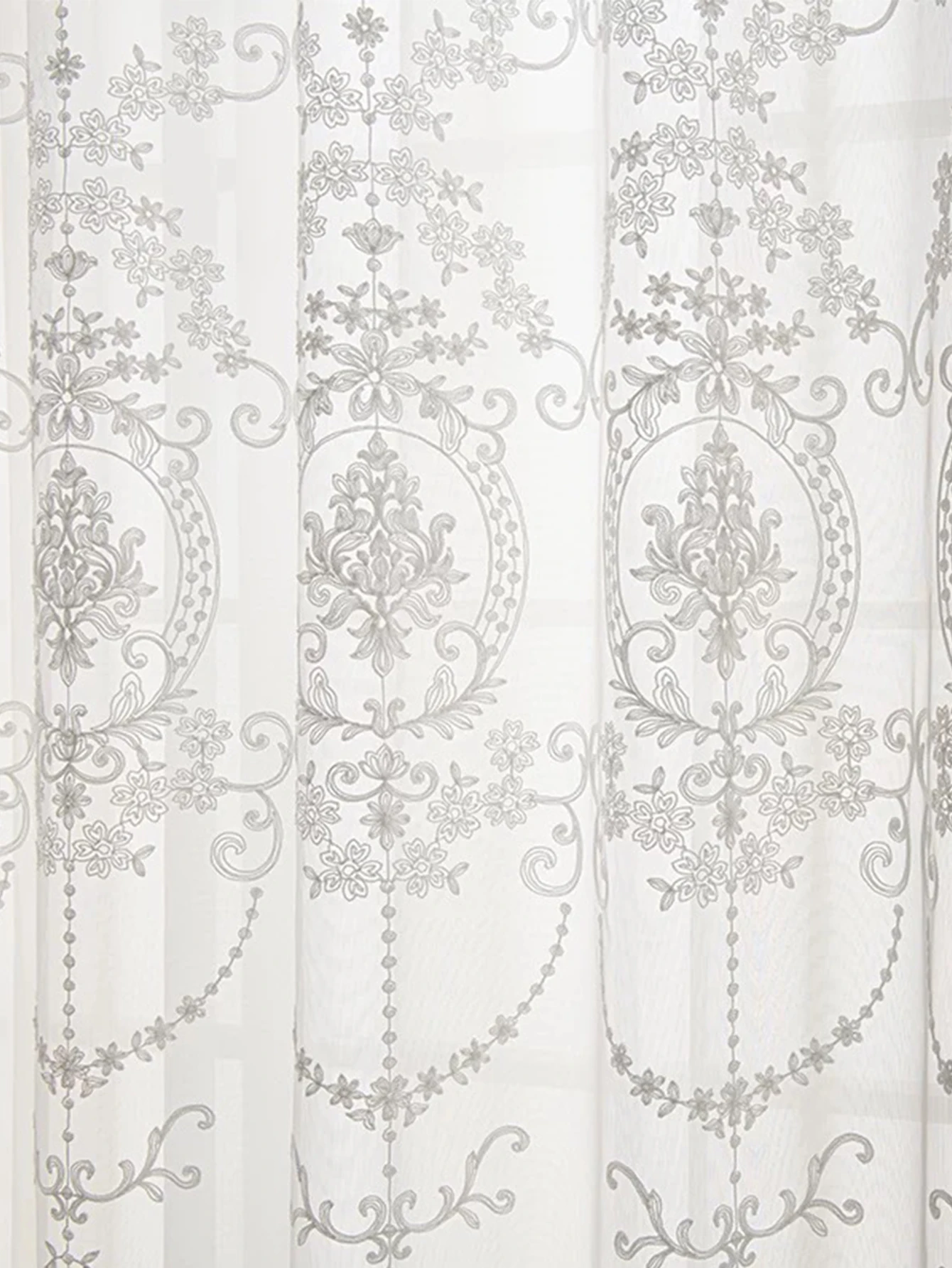 1pc Embroidered White Sheer curtain Polyester Light Filtering Privacy Sheer Curtain for Living room All Season