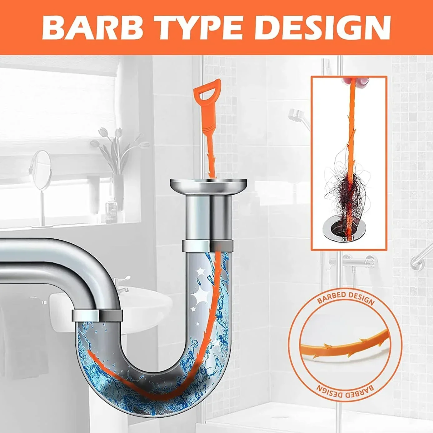 Hair Dredging Hook Sewer Unblock Tools Unblocker Pipes and Sinks Drain Clog Remover Toilet Drainage Outlet Cleaning Supplies image 4