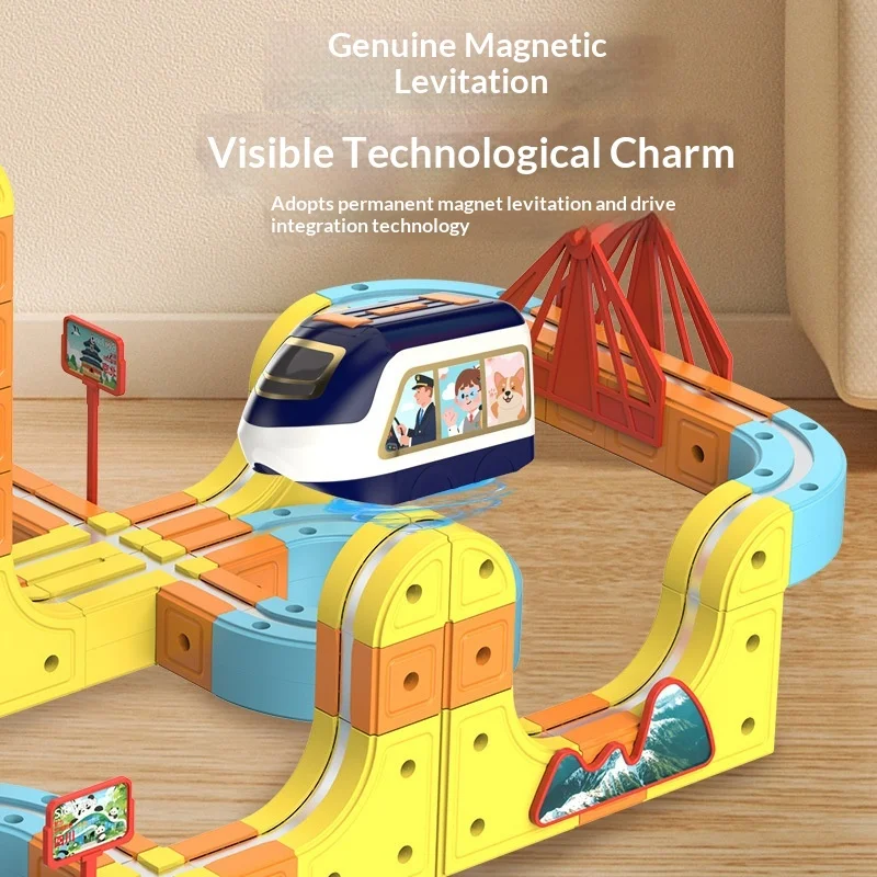 المغناطيسي DIY تجميع المسار سيارة عالية السرعة السكك الحديدية قطار السفينة الدوارة تنوعا اللبنات ألعاب تعليمية الهدايا #1