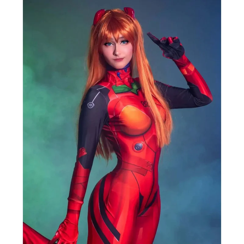 Halloween donna Asuka Costume Cosplay Zentai Fullbody Anime 3.0 Asuka garza Saryu tute tuta adulti bambini