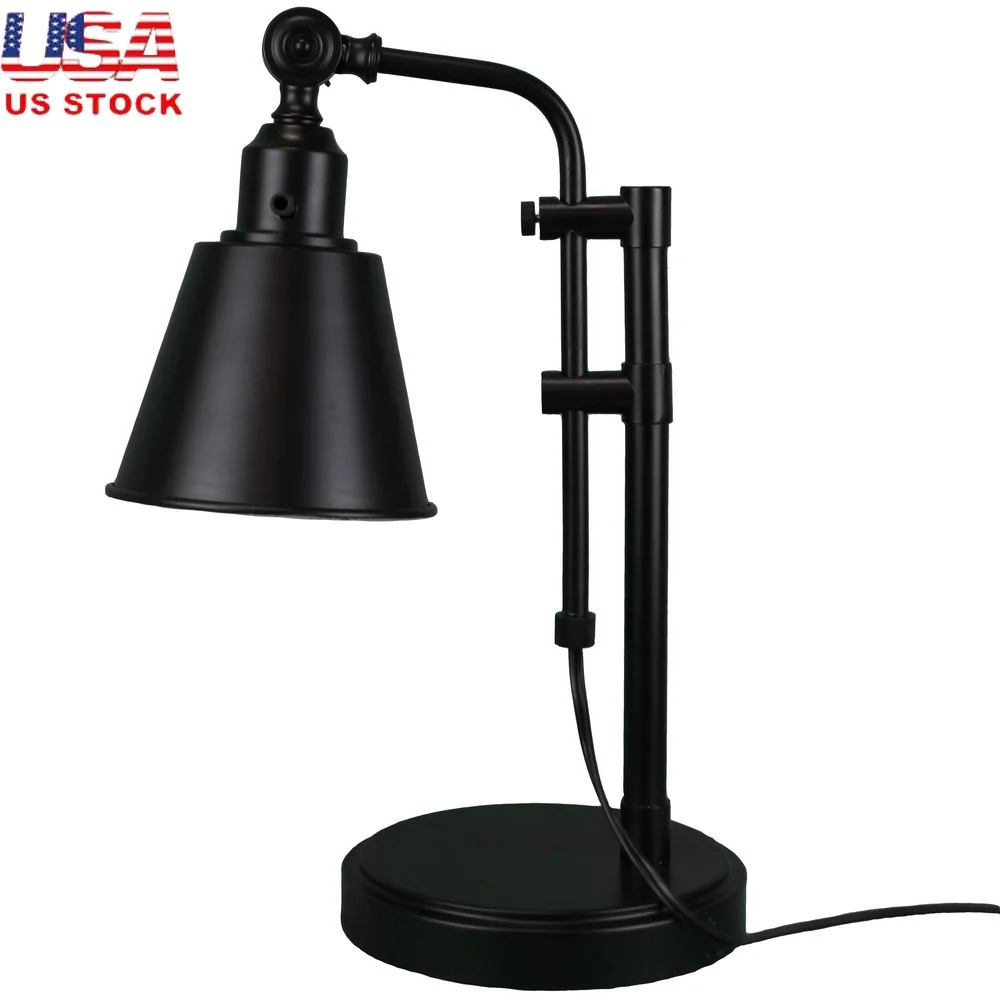 

Регулируемая черная металлическая настольная лампа, современный рабочий светильник с регулируемой высотой и абажуром для гостиной, офиса, спальни