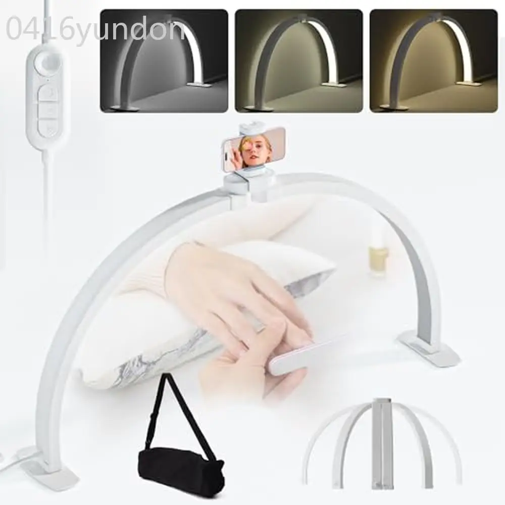 

Half Moon Light Nail Desk Lamp, 29 Inch 42W Foldable Nail Light for Desk with Stepless Brightness, 3000-6500K, Nail Tech Lamp