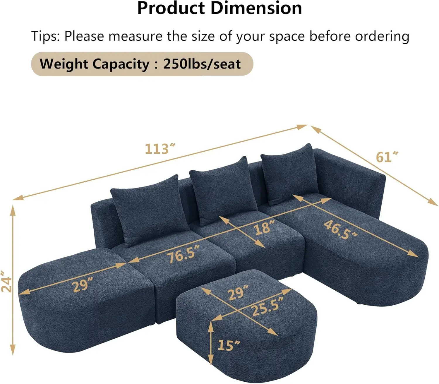 Mikibama Modular Sectional Sofa, 113