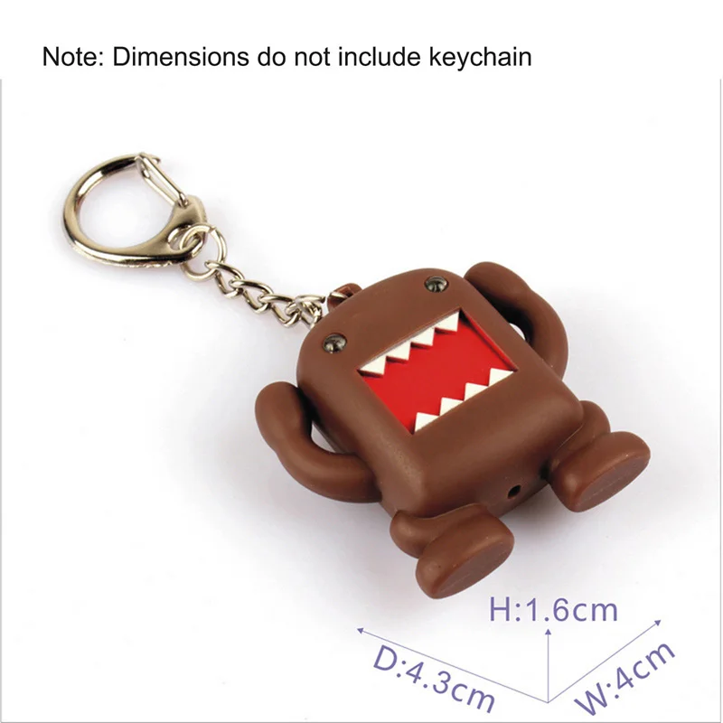 So Cool !!! Ultra Bright LED Cute Mini Domo kun Action Figure Toys LED Flashlight Keychains With Sound Keychain Kids Gifts