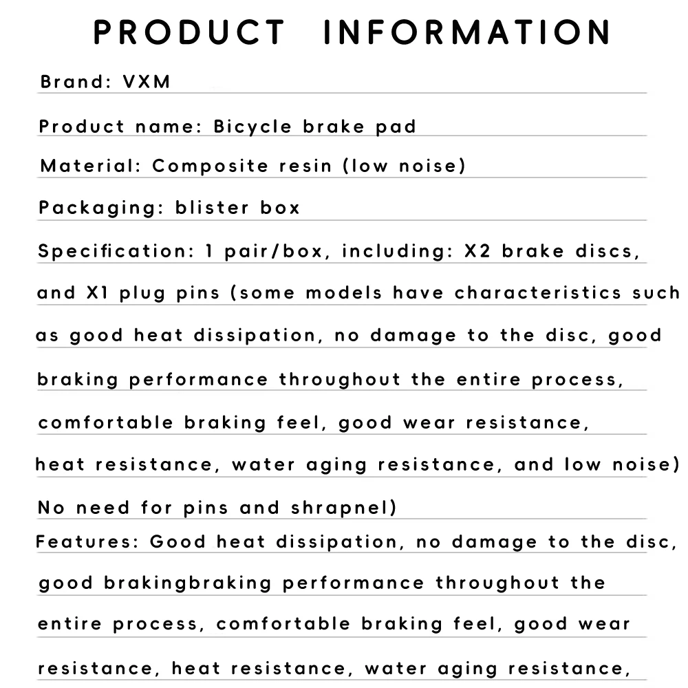 VXM 4 Pair Bicycle Hydraulic Disc Brake Pads Resin brake pads for SHIMAN0 AVID HAYES Magura Formula M8020 M610 MTB Bicycle Parts