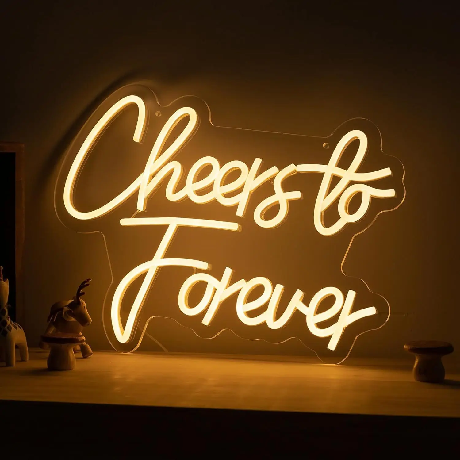 Cheers to Forever LED Neon Sign Warm White Wedding Engagement Party Backdrop USB Powered Bridal Shower Wall Decor Gift