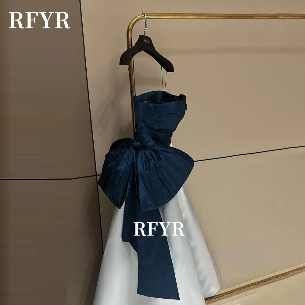 RFYR A Line Evening Dress 2 Colors Pleats Party Dress Strapless Celebrity Dress for Arabic Women vestidos de fiesta Customized image 2