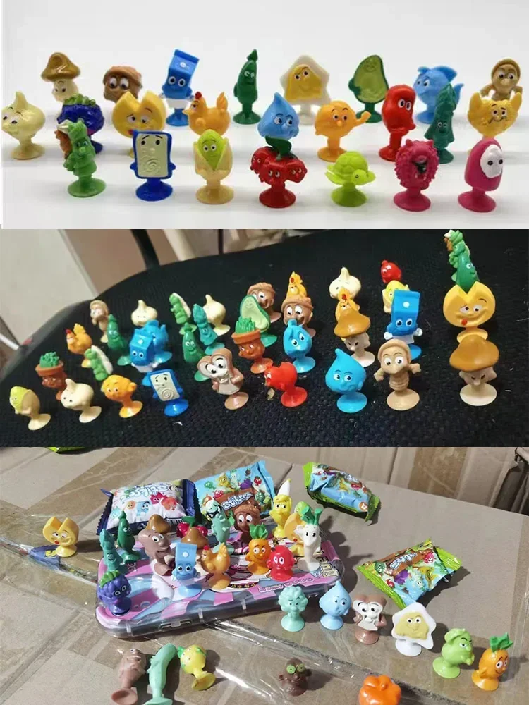 Cute Coles Stikeez Lidl Figures Mini Sucker Elf Fruit Vegetable Bread Food Dolls Original Cute Toy TPR Collection for Children