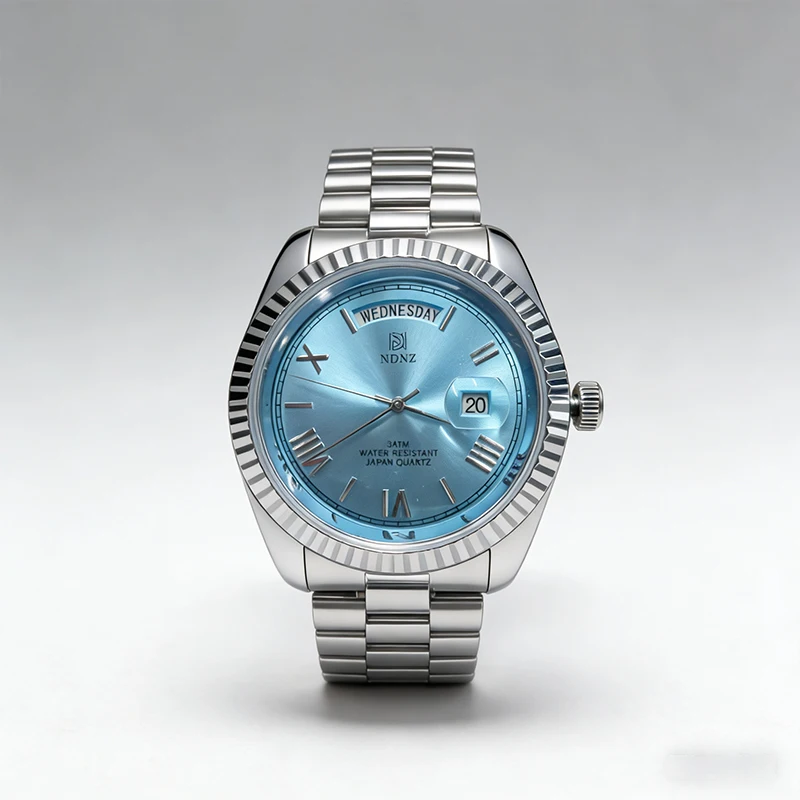NDNZ2026New waterproof steel watch, fashionable men's watch, luxury quartz watch, business men's watch, date and timing watch