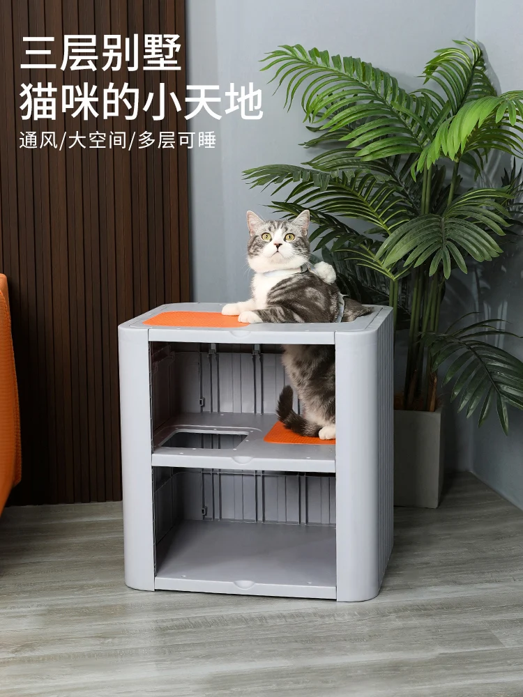 

The product can be customized.Online Red Cat Nest Upper and Lower Floor Multi Cat Family Summer Cat House Semi