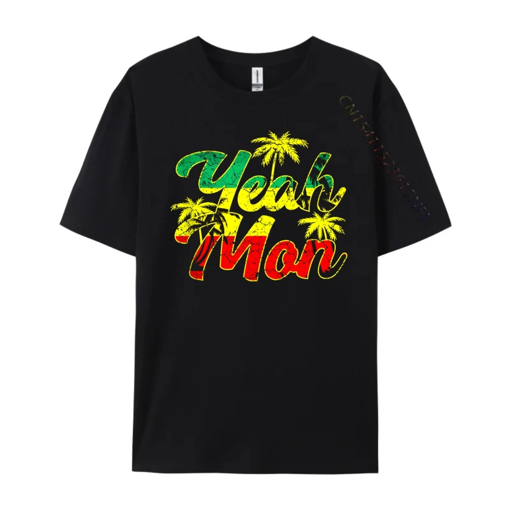 Yeah Mon Jamaica Flag Holiday Rasta Reggae Oversized T Shirt Tops Design Men Clothes Female Cotton Comfort High Quality Funny