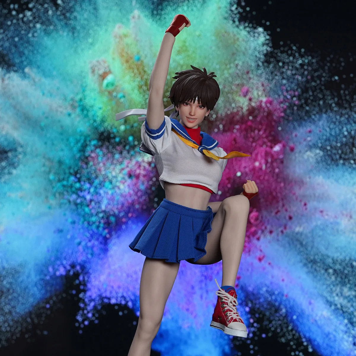 

SUPER DUCK SET076 1/6 Scale Street Fighting Girl Student Sakura Kasugano Head Clothes Set For 12in TBL S22A Action Figure Body