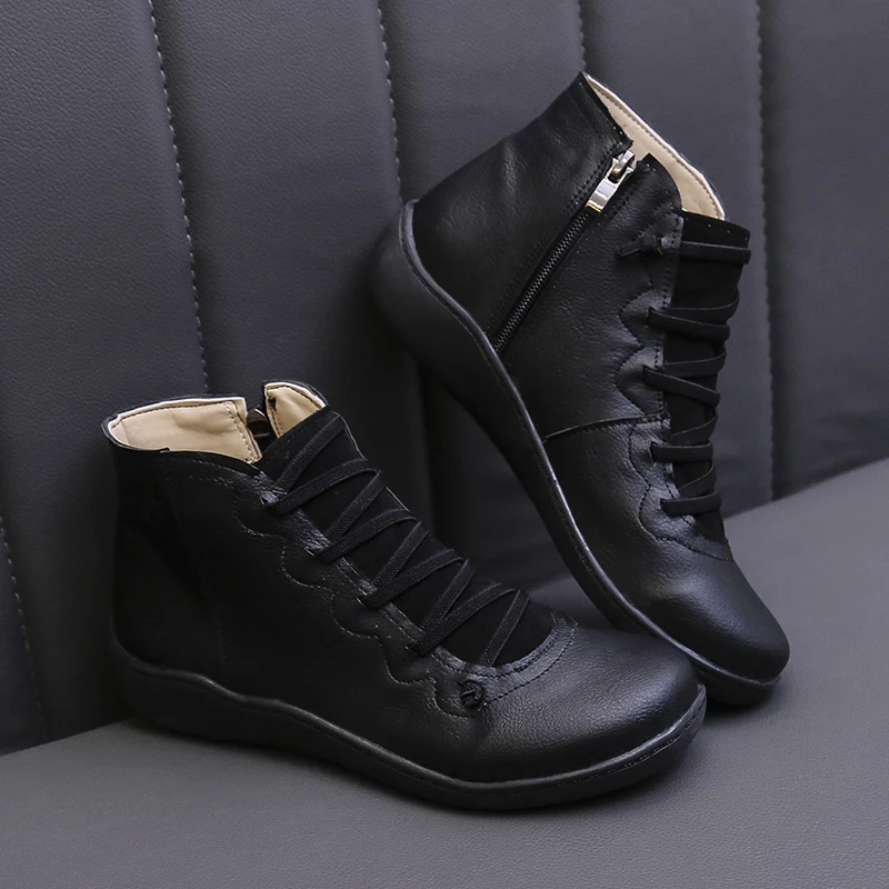 

New Women Boots Ankle Boots Roman Pointed Casual Booties Spring Autumn Women Leather Boots Ladies Casual Shoes Botas Femenina