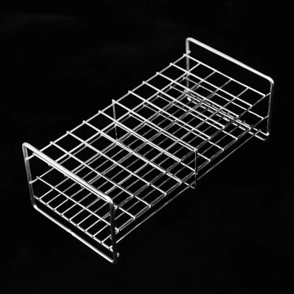 18.5mm 50 Holes Stainless Steel Wire Test Tube Rack 50 Holes Square Hole Test Tube Holder Silver Tone 18.5mm Hole