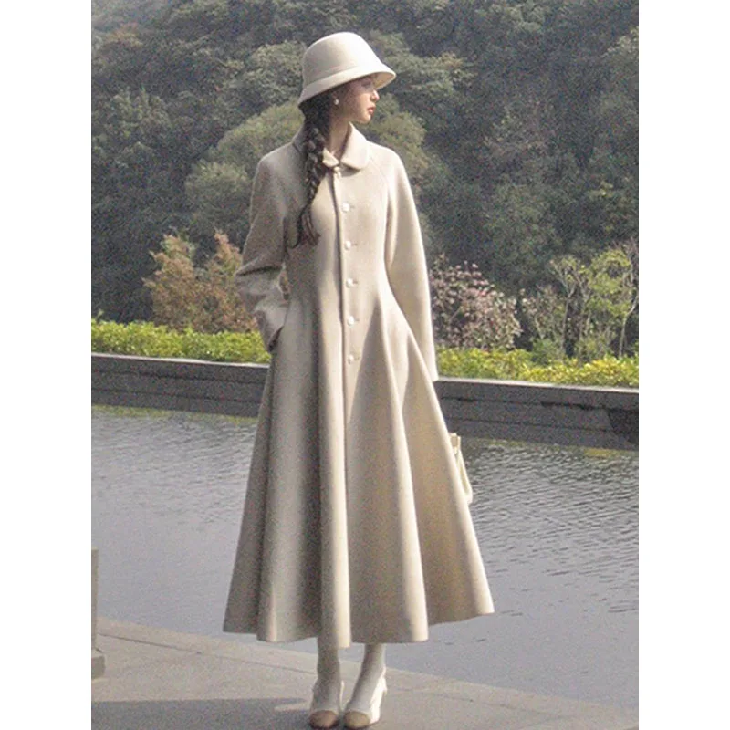 

Temperament Woolen Women's Autumn And Winter Coat 2024 New Hepburn Style Thickened Medium Length Woolen Coat For Women