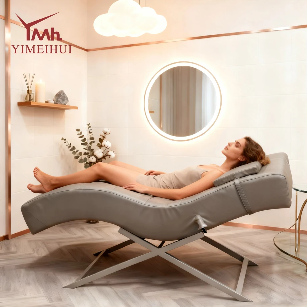 Gold Base Metal Massage Bed Facial Spa Bed Eyelash White Cosmetic Treatment Tables Beds for Tattoo
