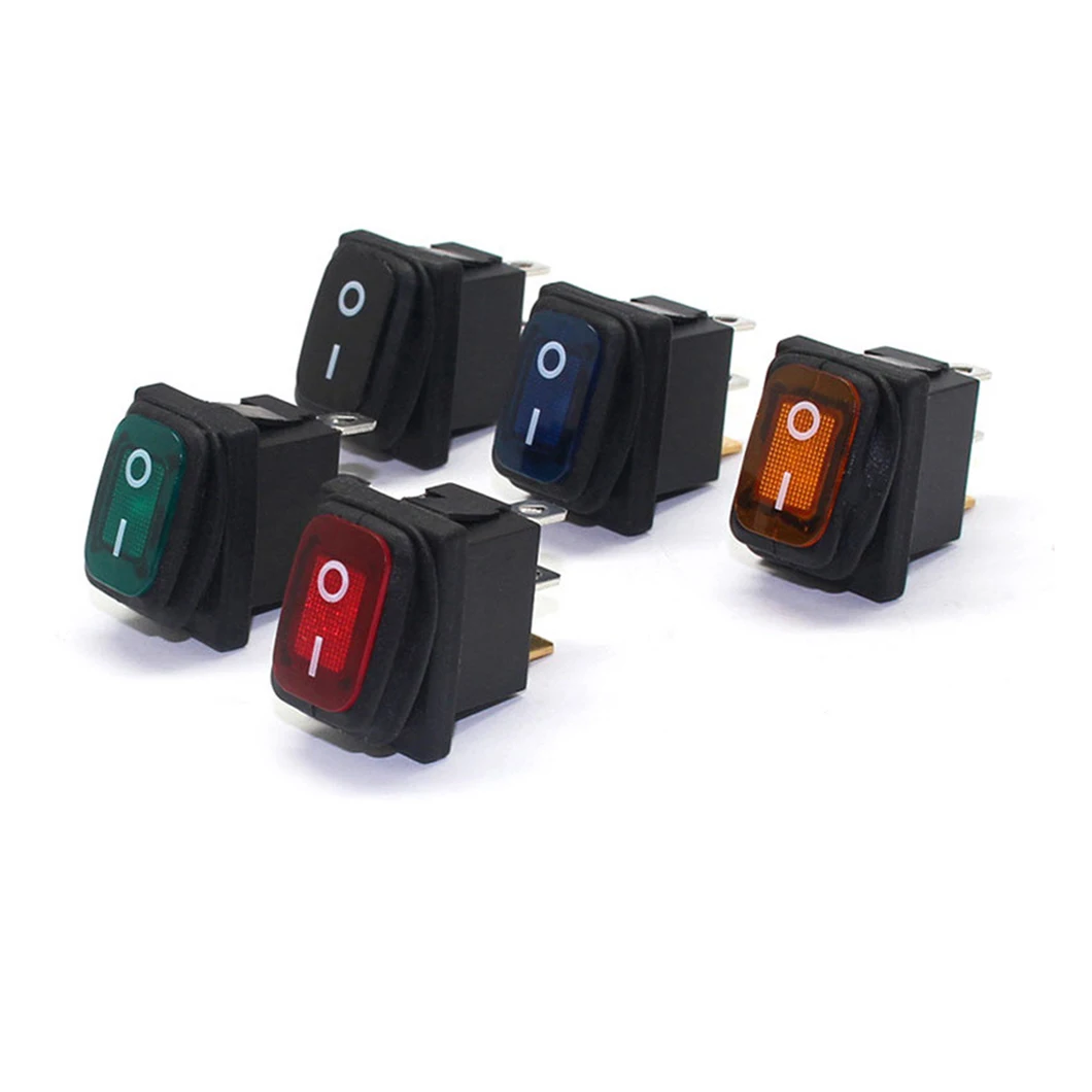 KCD1-Mini Joli à Bascule Étanche, Verrouillage Marche-Arrêt, 15x21mm, avec Borne à 3 Broches, Lumière LED