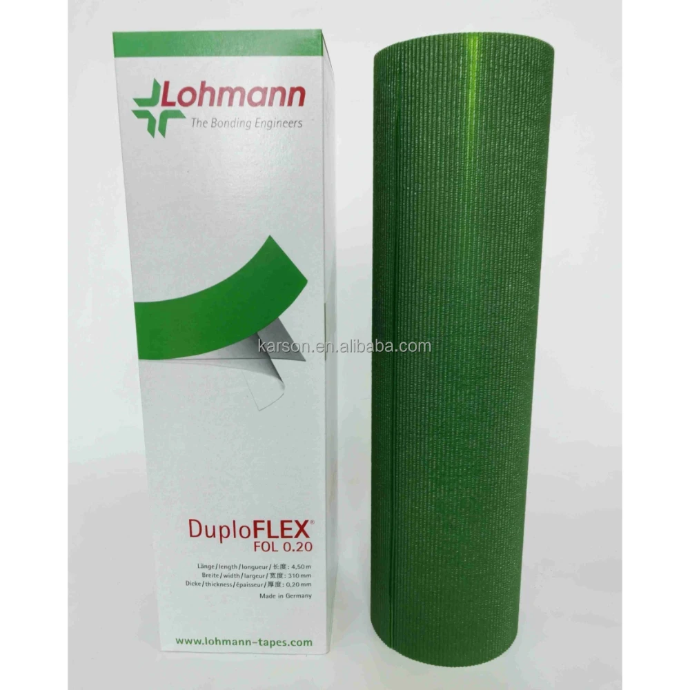 Cinta Adhesiva Verde Original de Alemania Lohmann, Cinta Adhesiva de Doble Cara Duploflex Fol 0.20 310mm x 4.5m