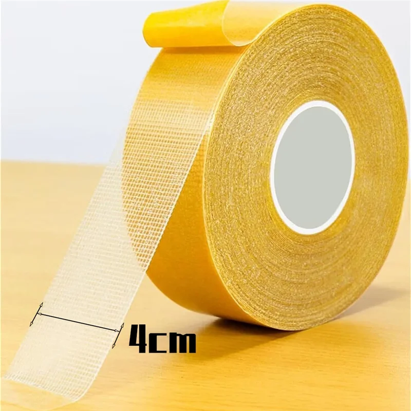 Juego de cintas de doble cara de 4 Uds., cinta autoadhesiva fina de 2 caras de alta aderência, juego de cintas de tela de cinta de doble cara transparente Universal de 4Cm x 20m