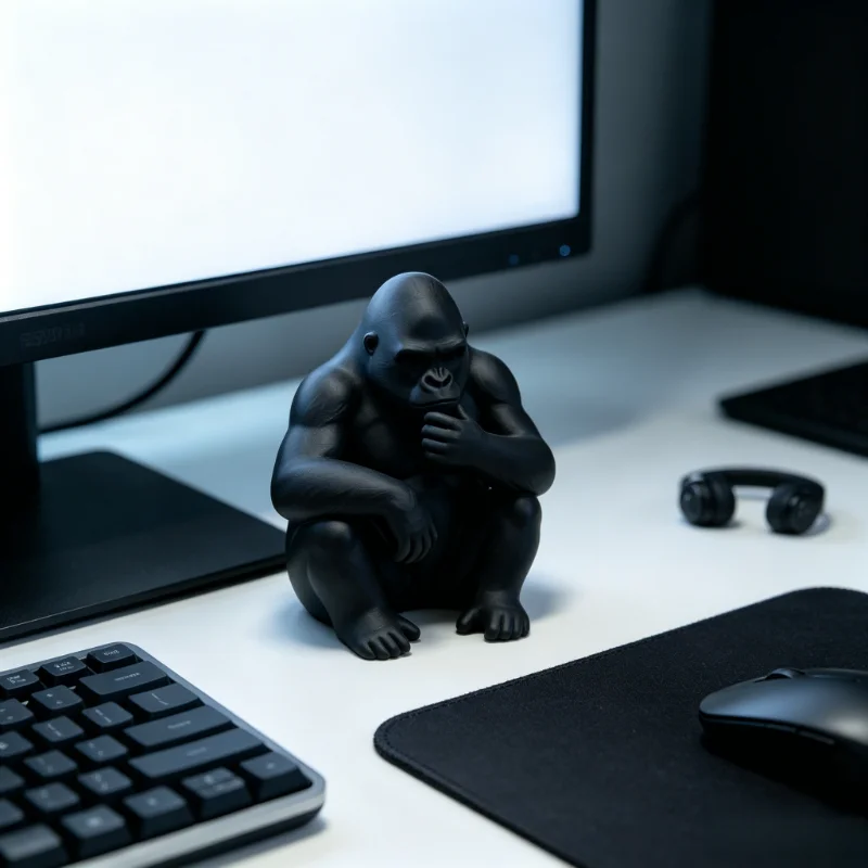 1pc Thinker Squatting Gorilla Mini Desktop Decoration Piece - Luxury Office Decor Art Sculpture for Relaxation. Suitable for off