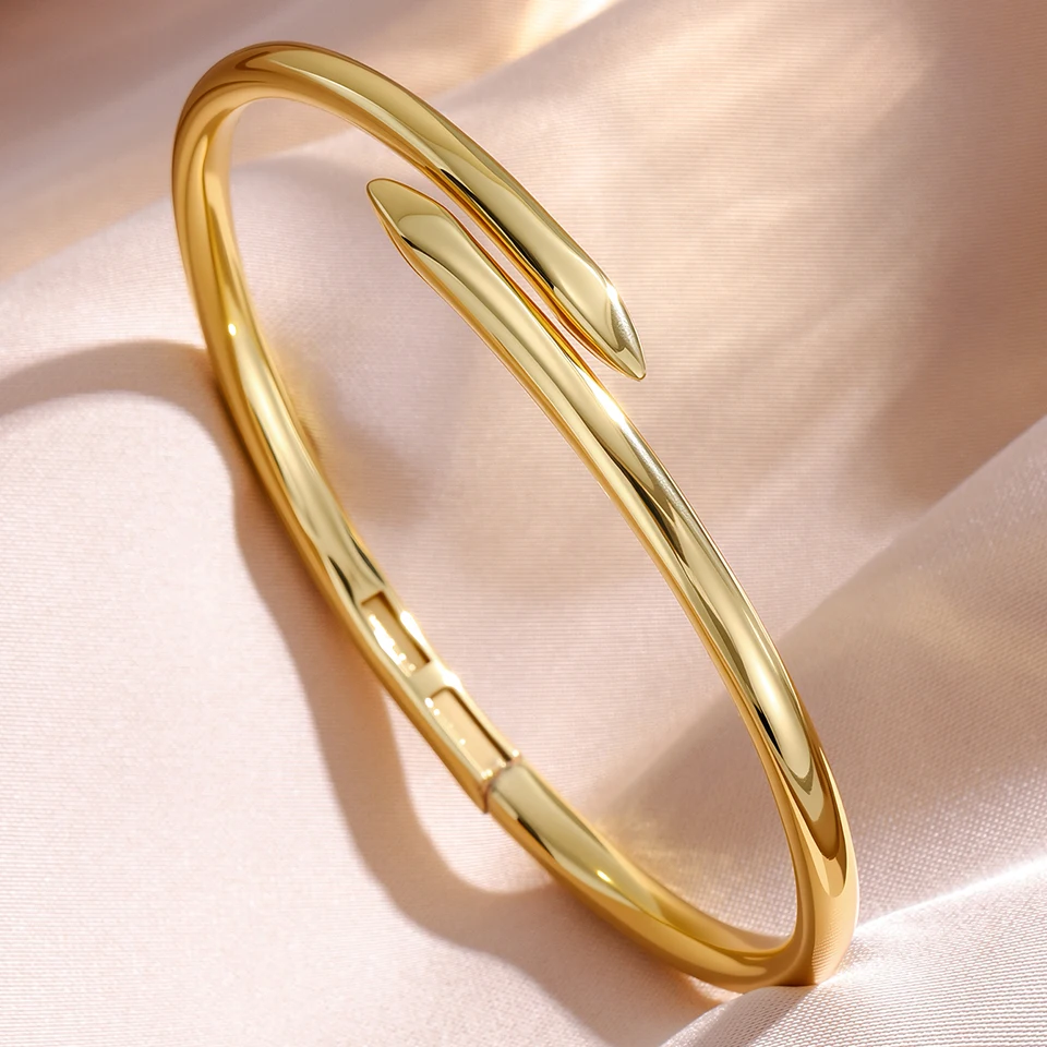 Yupsk Simple Stainless Steel Double Nail Headed Conical Bracelet for Women Men New Trendy Daily Jewelry Accessories