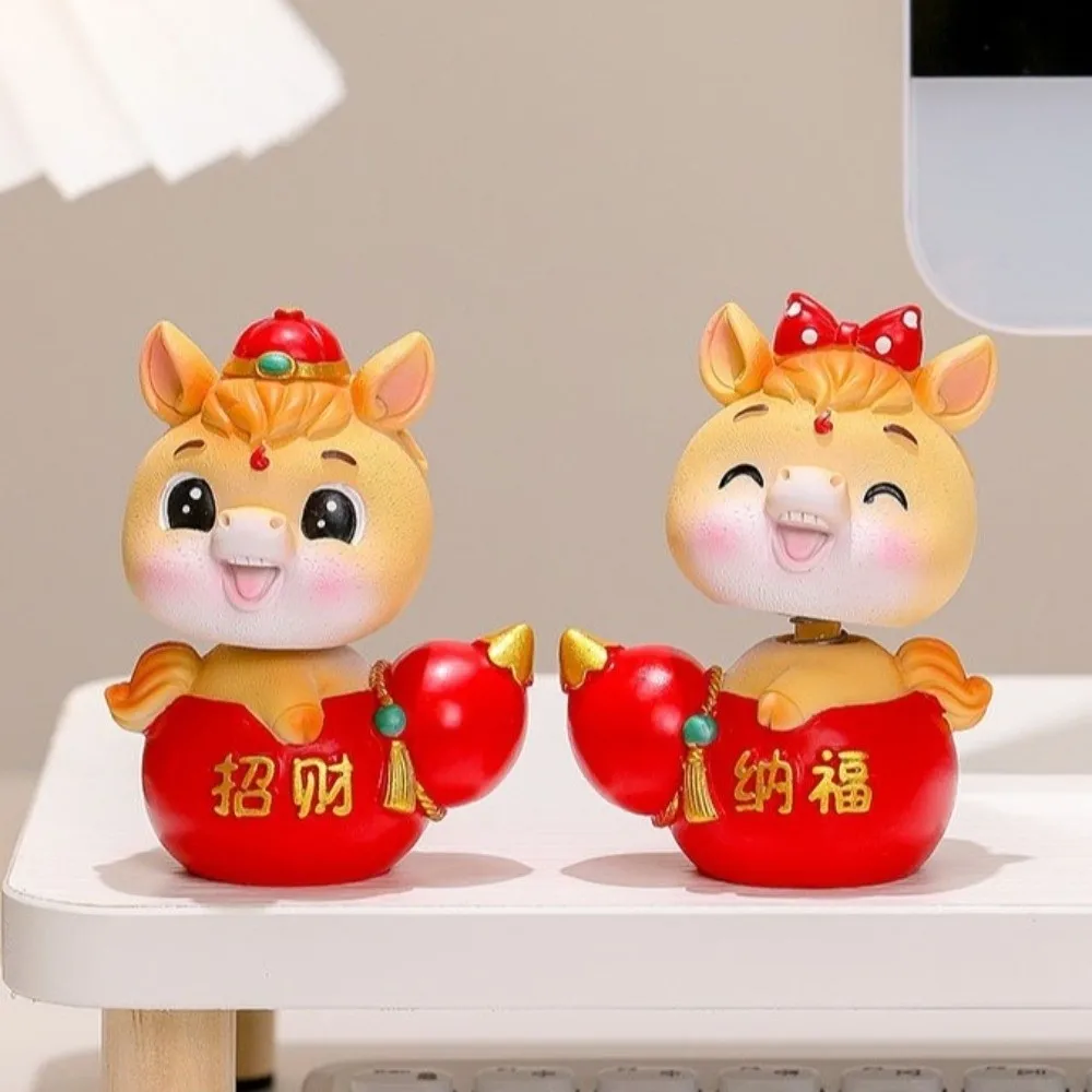 كارتون 2026 تمثال حصان مصغر من الراتنج لتقوم بها بنفسك تهز الحصان زخرفة لطيف سنة من مهرجان الحصان زخرفة مهرجان الربيع #2