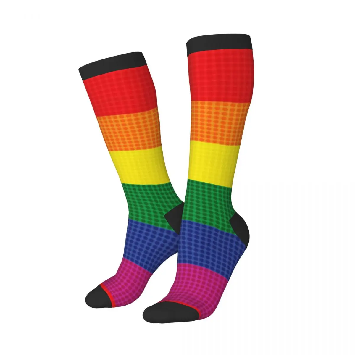 Spring/autumn over the knee socks Rainbow With Dot Texture school dance long stocking