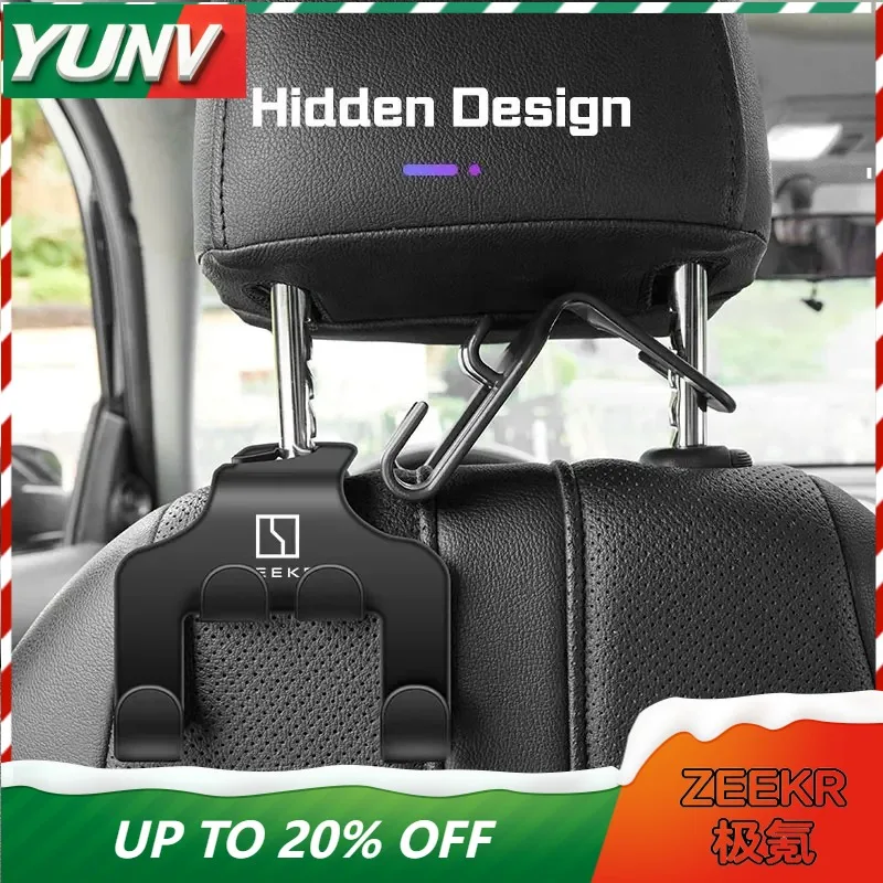 YUNV для Zeekr 001 007 009 X 2025 FR MIX M-Vision 7X Крючок-вешалка для подголовника сиденья, двойные крючки из АБС-пластика