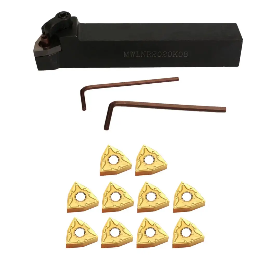 

Metal MWLNR2020K08 Lathe Turning Holder + WNMG0804 Inserts / Spanner