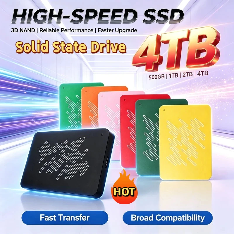 2026 New Large Capacity External SSD 1TB 2TB 4TB Portable Storage Device USB 3.0 Solid State Backup Hard Drive for Mac PC Laptop