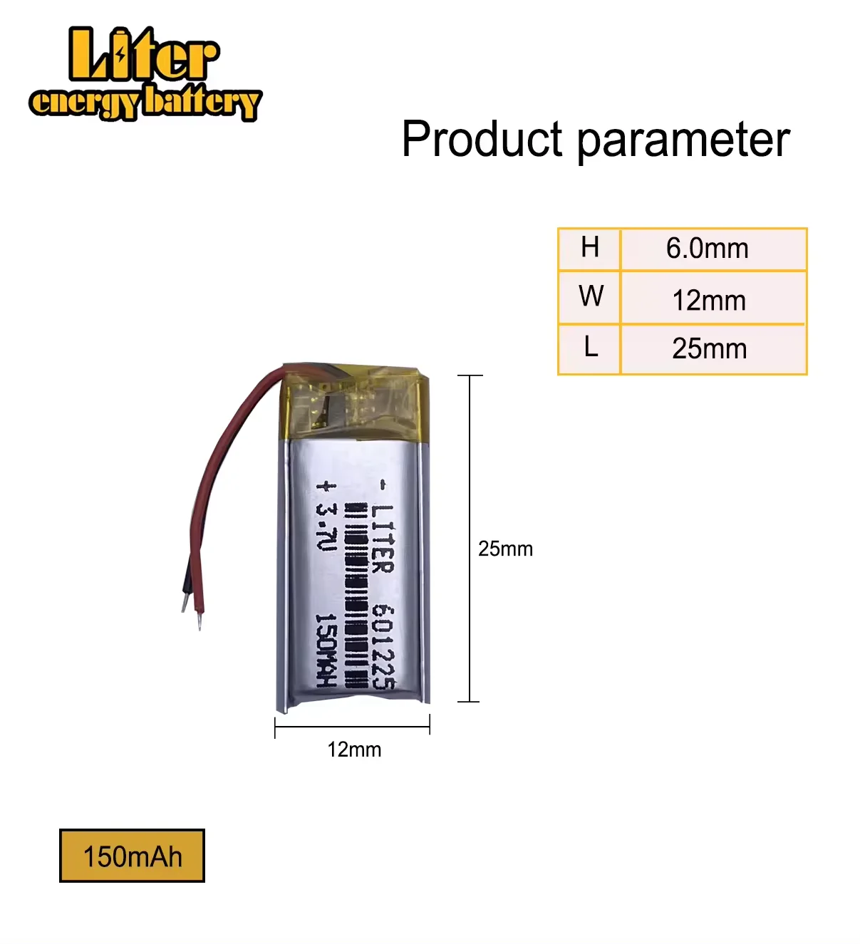 3,7V 150mah 601225   Bateria de íon de lítio de polímero Li-ion para mp4 mp5 modelo de bateria brinquedo bateria móvel