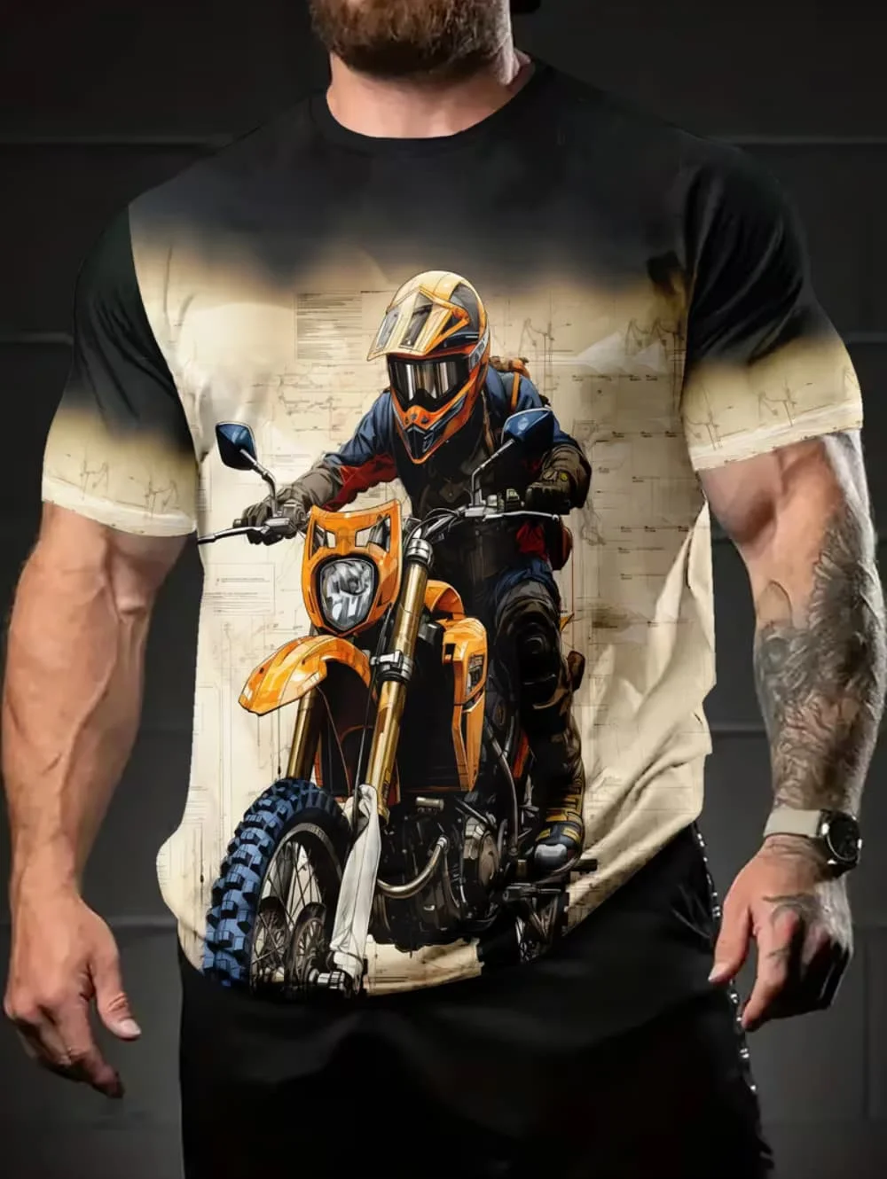 Motorcycle Men's T-Shirts 3D Print Short Sleeve Vintage Classic T-Shirt Street Ride Biker Shirts Casual Tops Oversized Tee Shirt