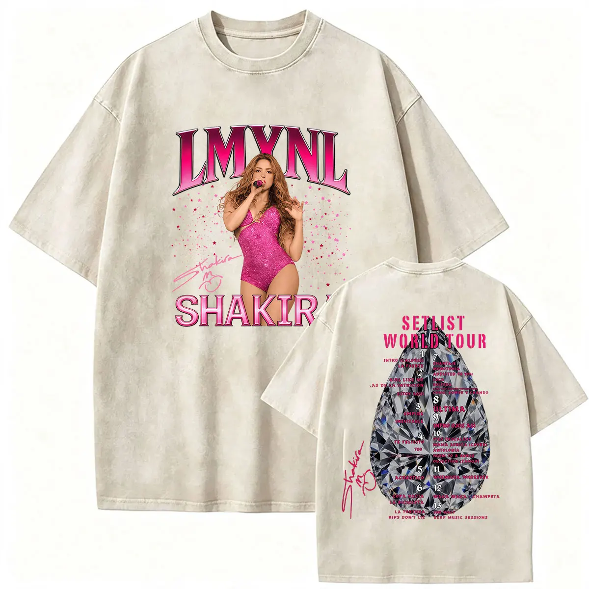 Shakira LMYNL World Tour 2026 Vintage Washed Graphic T Shirts Men Women Fashion Clothing Casual Cozy Cotton Short Sleeve T-shirt