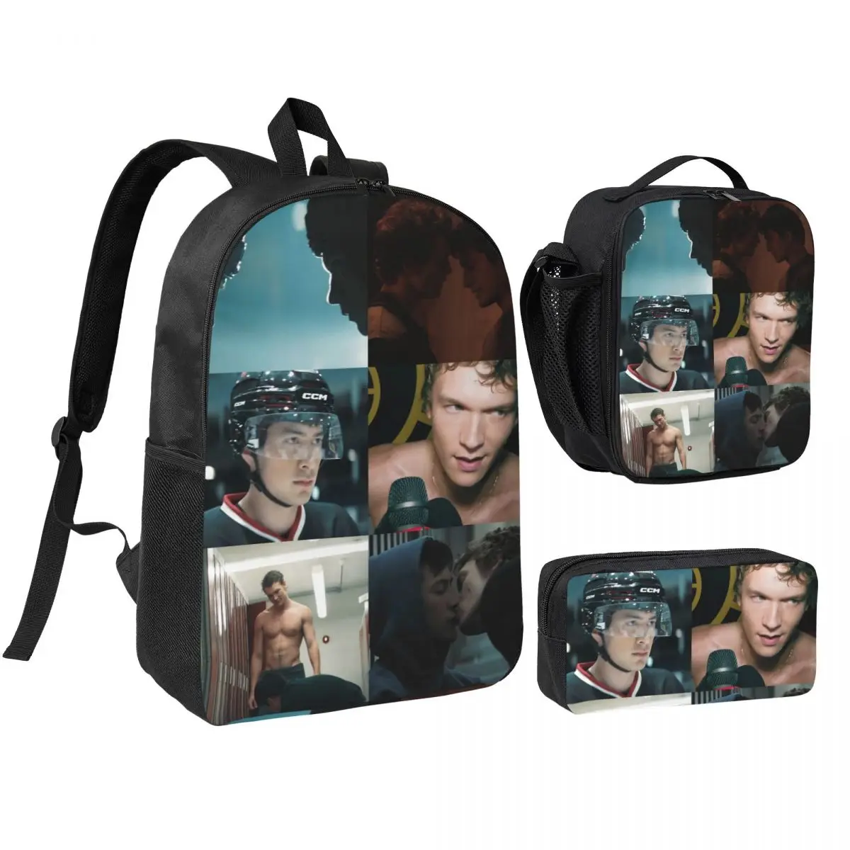 

Рюкзак с подогревом Rivalry 3pecs/set для студентов, канадские спортивные романтические холщовые сумки, сумка для обеда, пенал