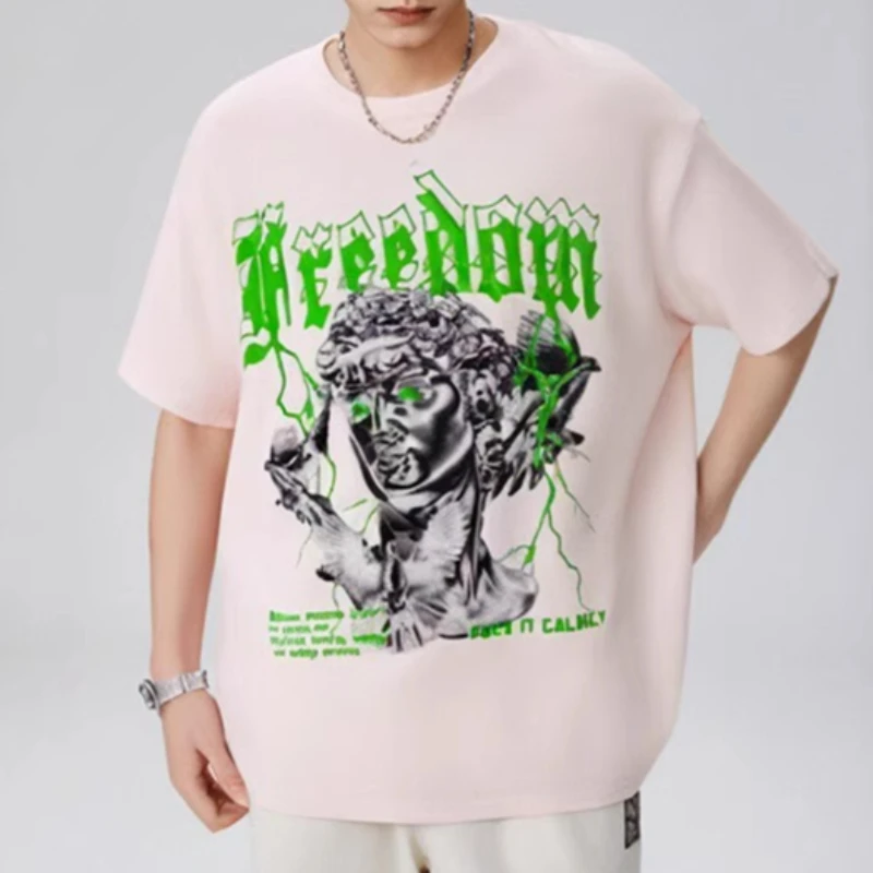 David Dove Printing Men Couples Cotton Hip Hop Original T-Shirt Tops Male Punk Short Sleeve Neutral Harajuku Streetwear Cotton