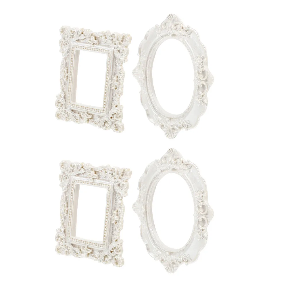 

4pcs Retro Style Picture Creative Photo Frame Practical Resin Decorative Prop For Home Wall Desktop Ornament Vintage Photo Frame
