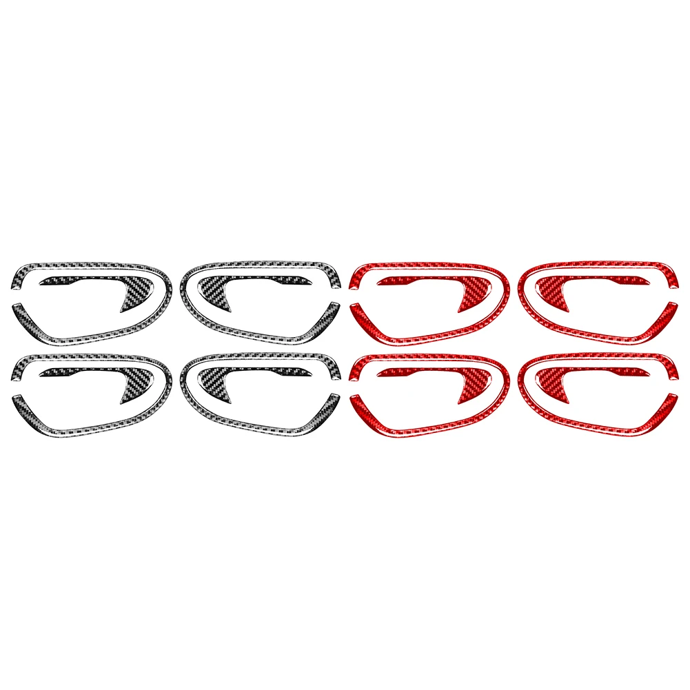 8Pcs Black/Red Carbon Fiber Car Interior Door Handle Bowl Trim Decoration For Honda Civic 8th Gen 2006 2007 2008 2009 2010 2011