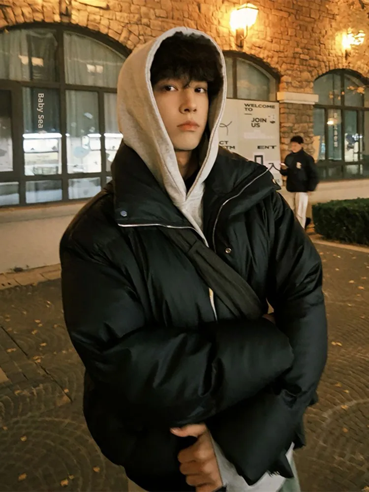 

Мужская зимняя куртка Bla ort Thiened из утолщенного хлопка с воротником-стойкой, в американском уличном стиле, с элементами из искусственной кожи, утепленная.